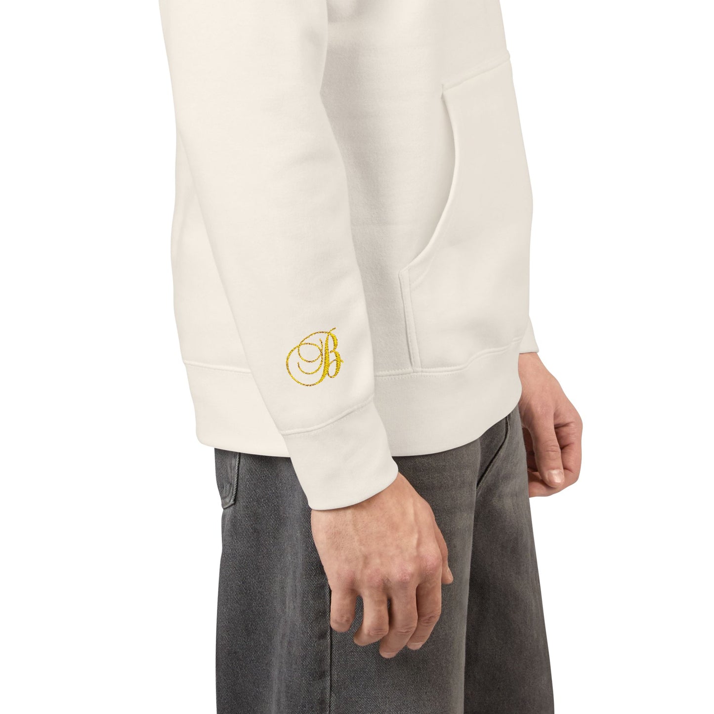 Coral Gold Floral Initial Hoodie — Monogram 'B' Casual Pullover