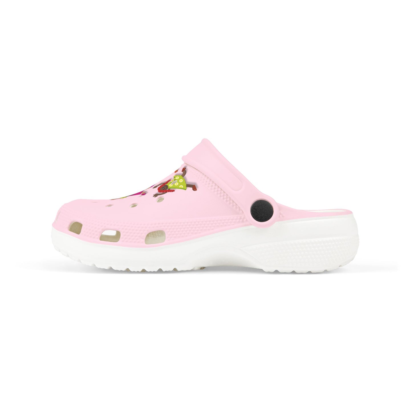 Kids Pink Foam Clogs with Cheerful Dancing Kids Print