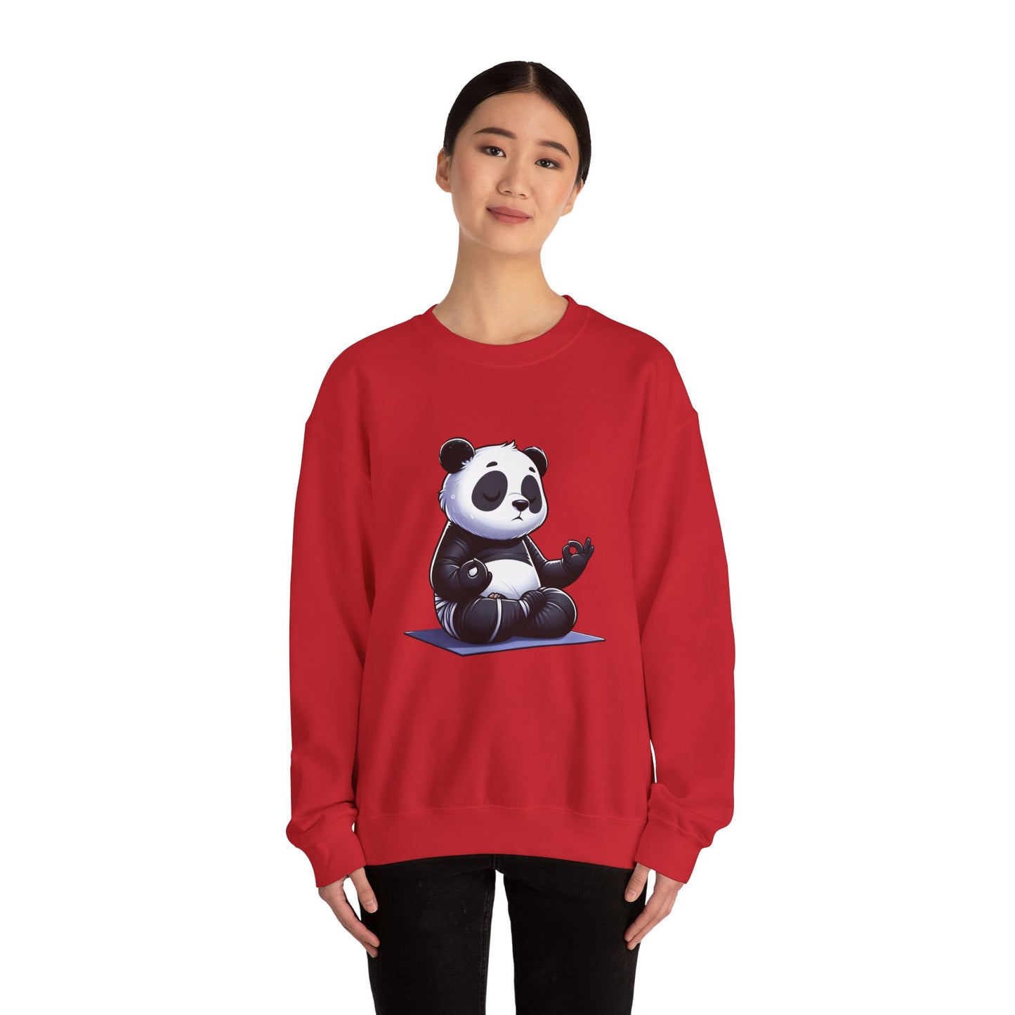 Crewneck Sweatshirt — Meditating Panda Graphic Cozy Pullover