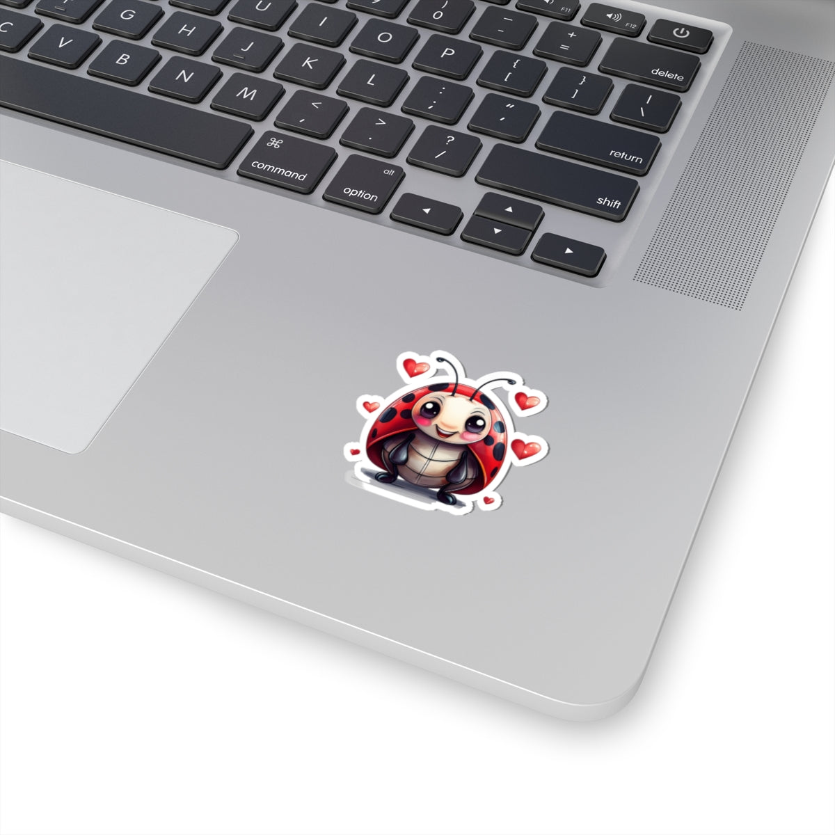 Cute Ladybug Sticker — Lovable Cartoon Kiss-Cut Decal with Hearts