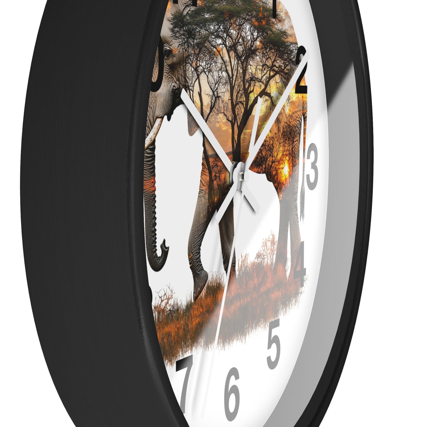 Elephant Sunset Wall Clock
