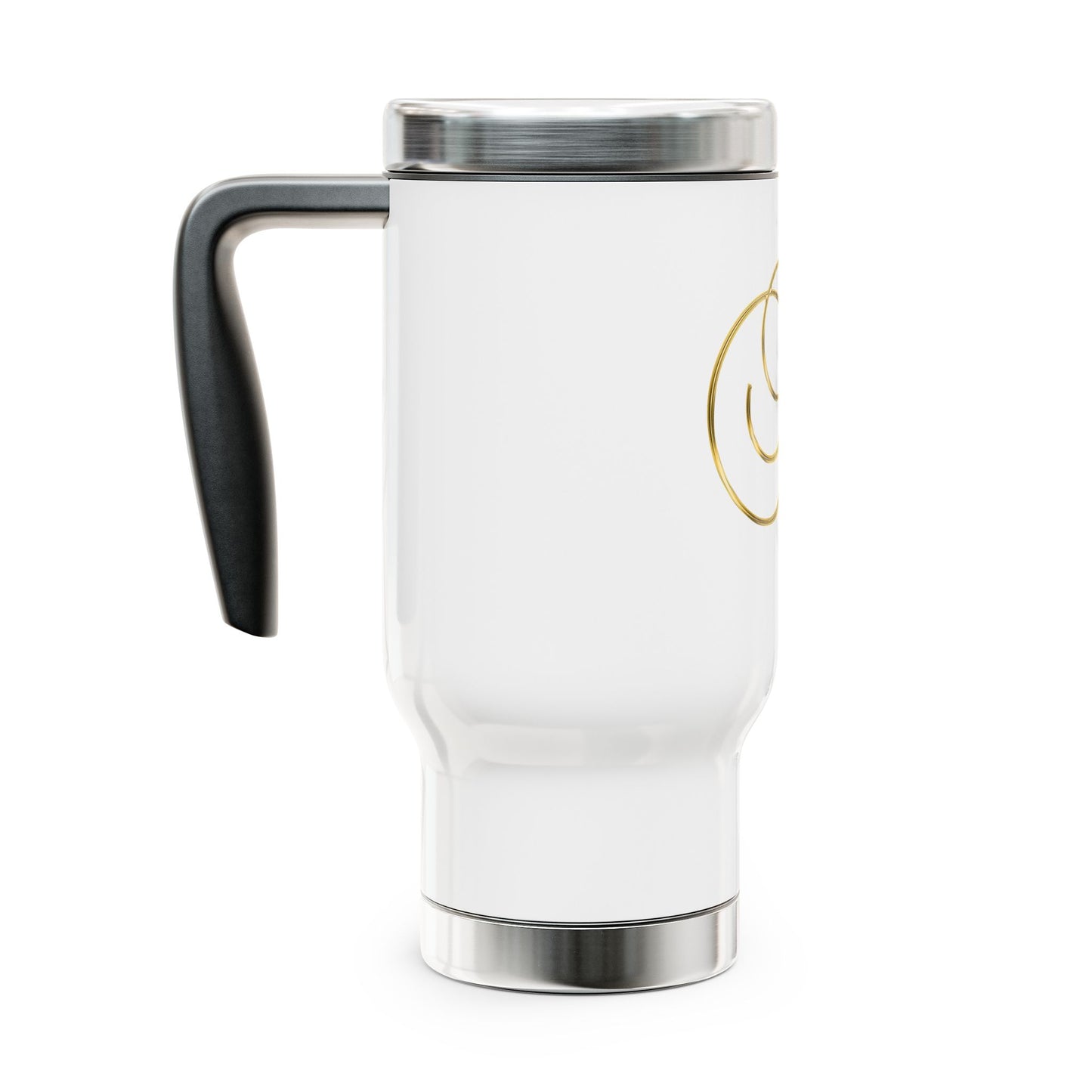 Monogram 'M' Gold Travel Mug — 14oz Stainless Steel Handle Tumbler