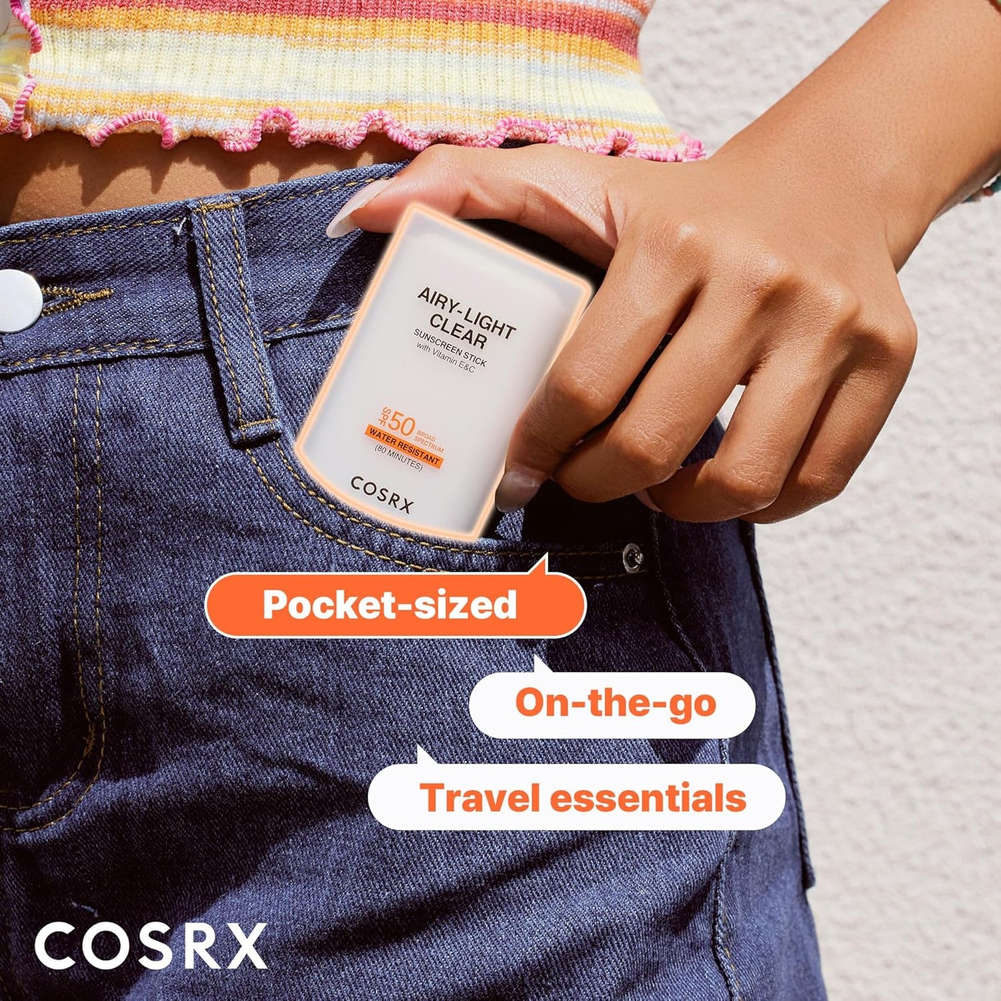 COSRX Airy-Light Clear Sunscreen Stick with Vitamin E&C SPF 50, 0.67 oz, 19g, Korean Suncreen Stick Suncare Sunblock, Lightweight, No White Cast