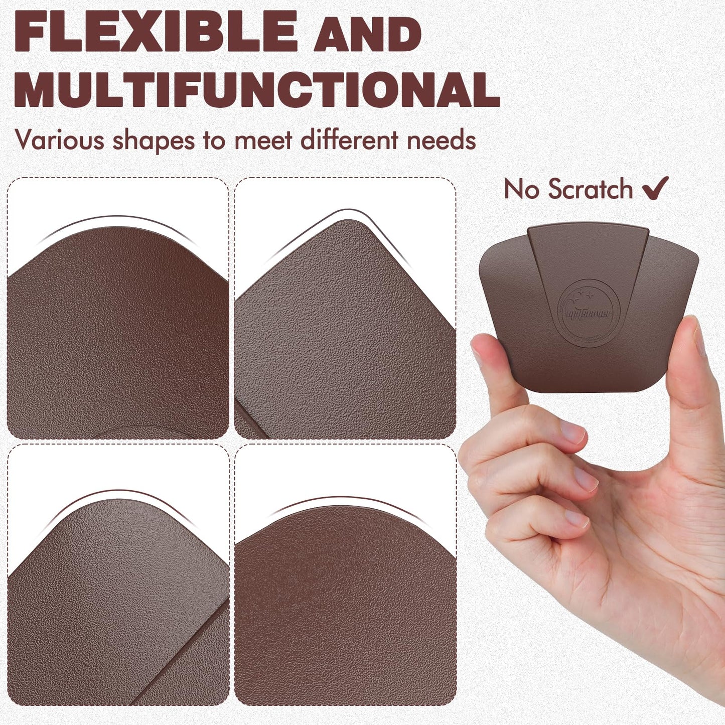 Pan Scraper Dish Scraper Tool - Pot Scraper Plastic for Cast Iron Skillet Cookware Cleaning, 6 Pcs Non Scratch Plastic Food Scraper Tool Kitchen, Heat Resistant Kitchen Scraper, Brown