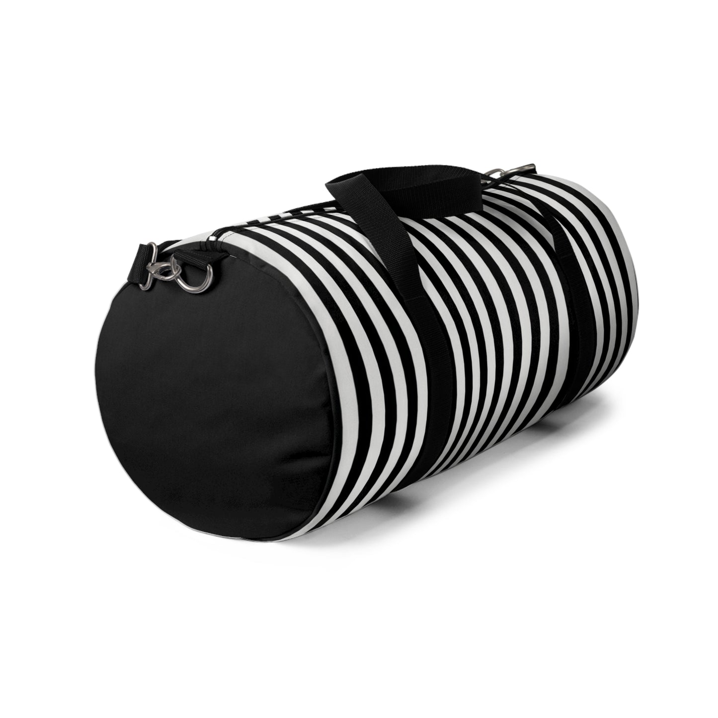 Striped Black & White Duffel Bag — Modern Travel Gym Weekender