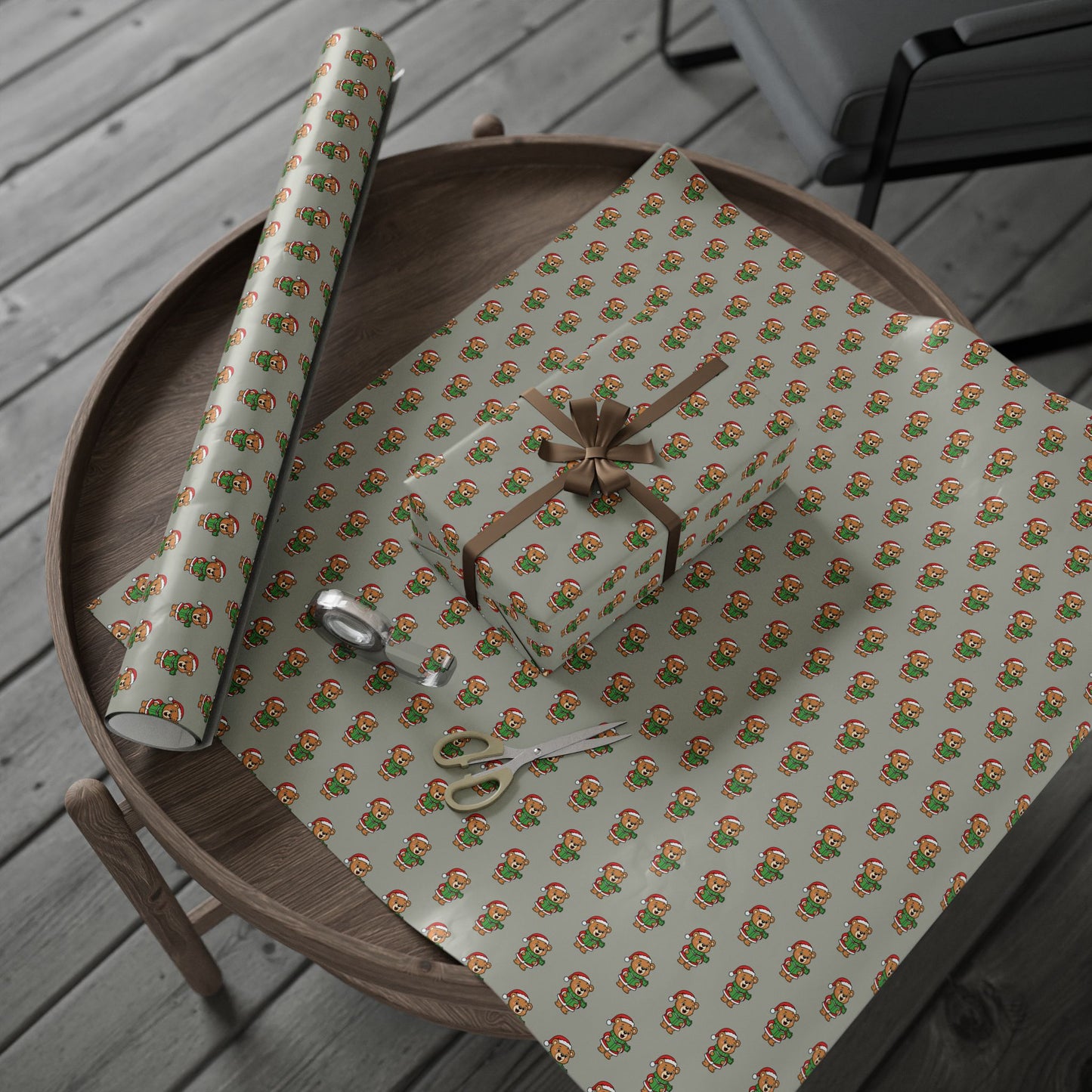 Gingerbread Elf Pattern Wrapping Paper Roll – Festive Holiday Gift Wrap