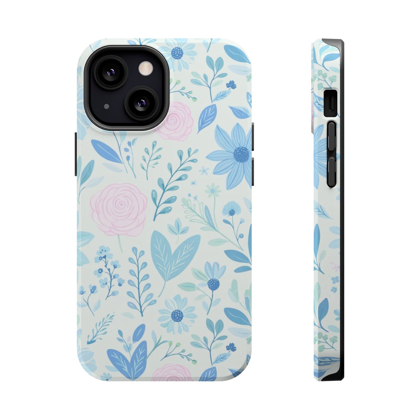 Floral Pastel Magnetic Impact Phone Case — Blue & Pink Botanical Design