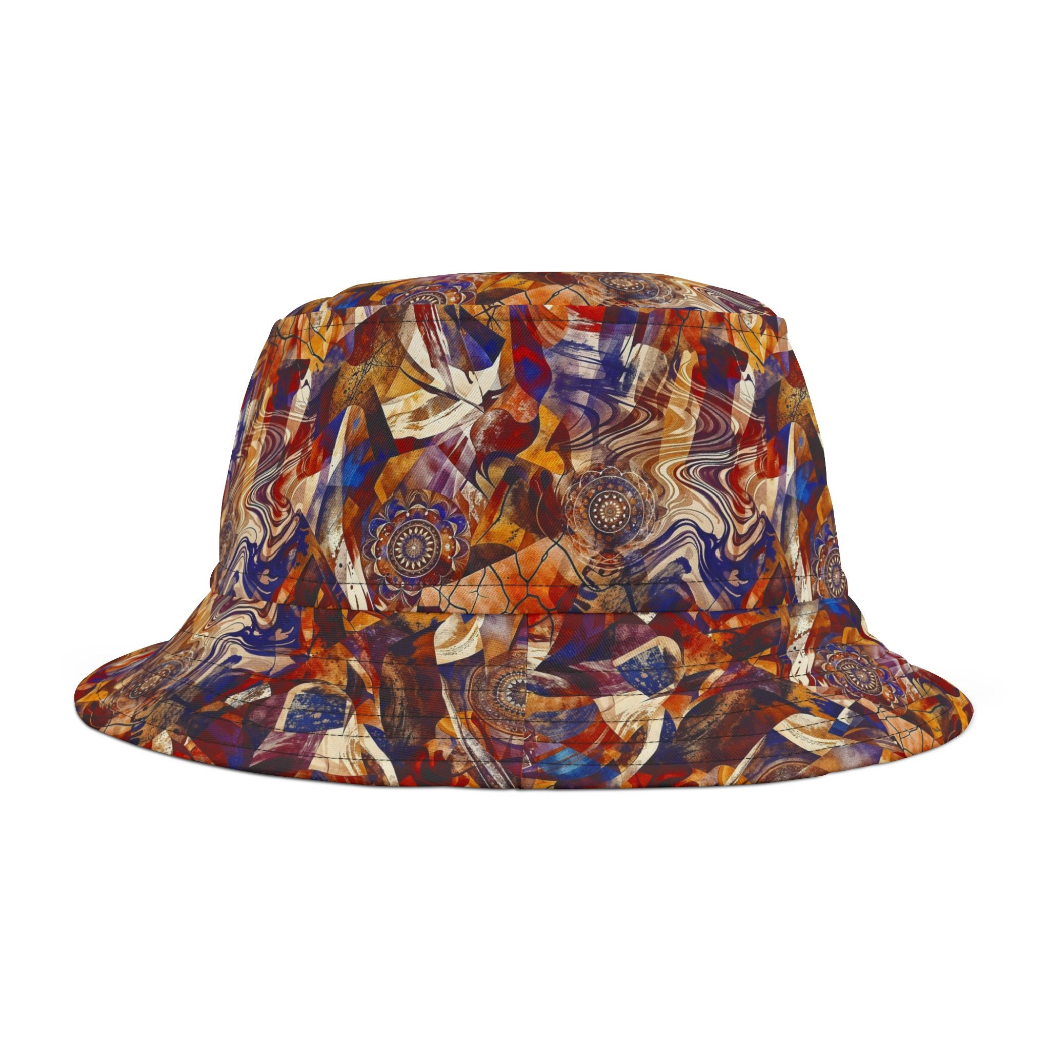 Abstract Autumn Swirl Bucket Hat — Colorful Psychedelic All-Over-Print