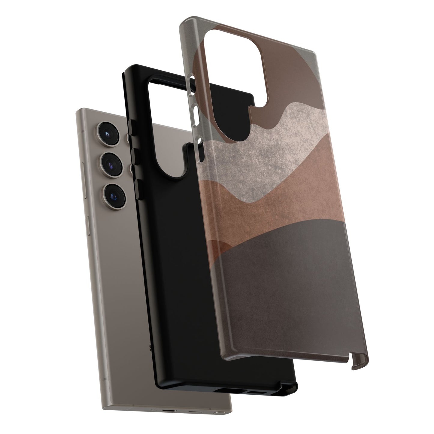 Abstract Earthtone Phone Case — Brown Layered Rugged Tough Case