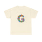 Floral Initial Unisex Tee - Personalized Gift, Casual Summer Wear, Birthday Present, Eco-Friendly Tee, Customizable Clothing