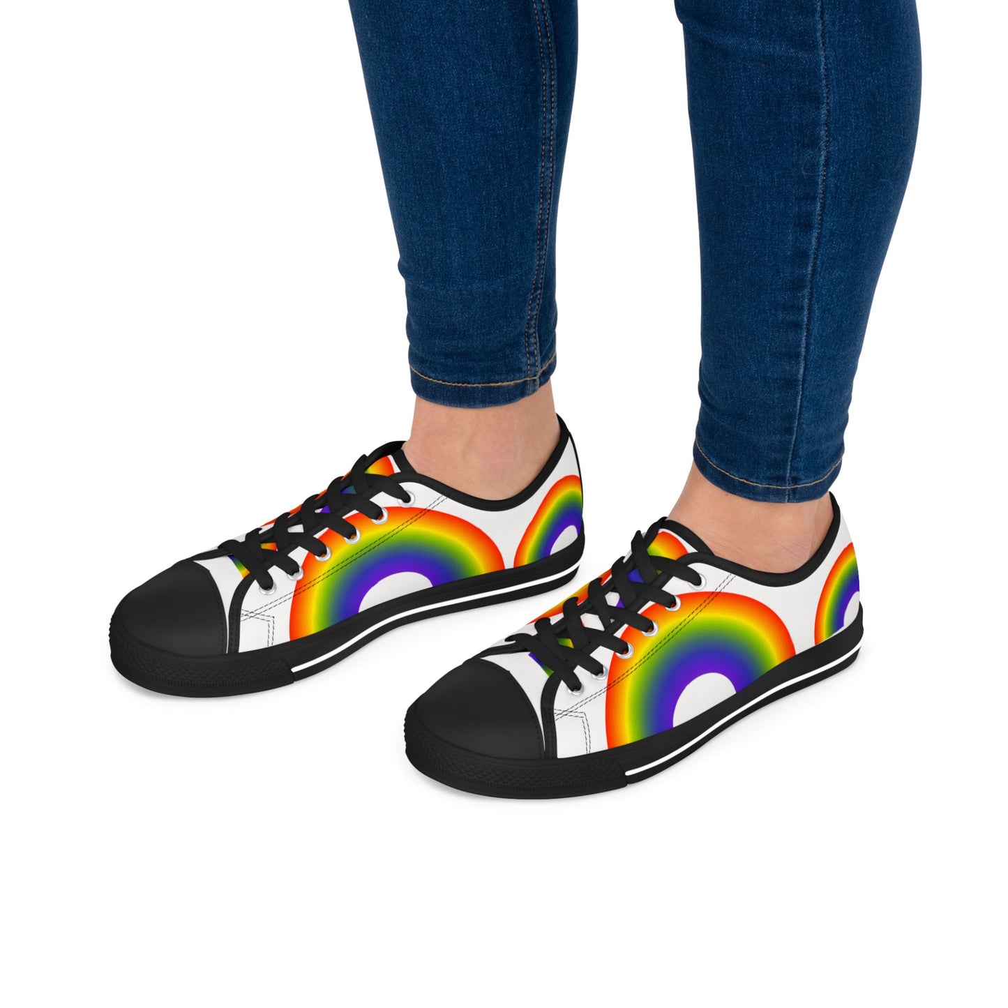 Rainbow Low Top Sneakers — Colorful Pride Casual Shoes