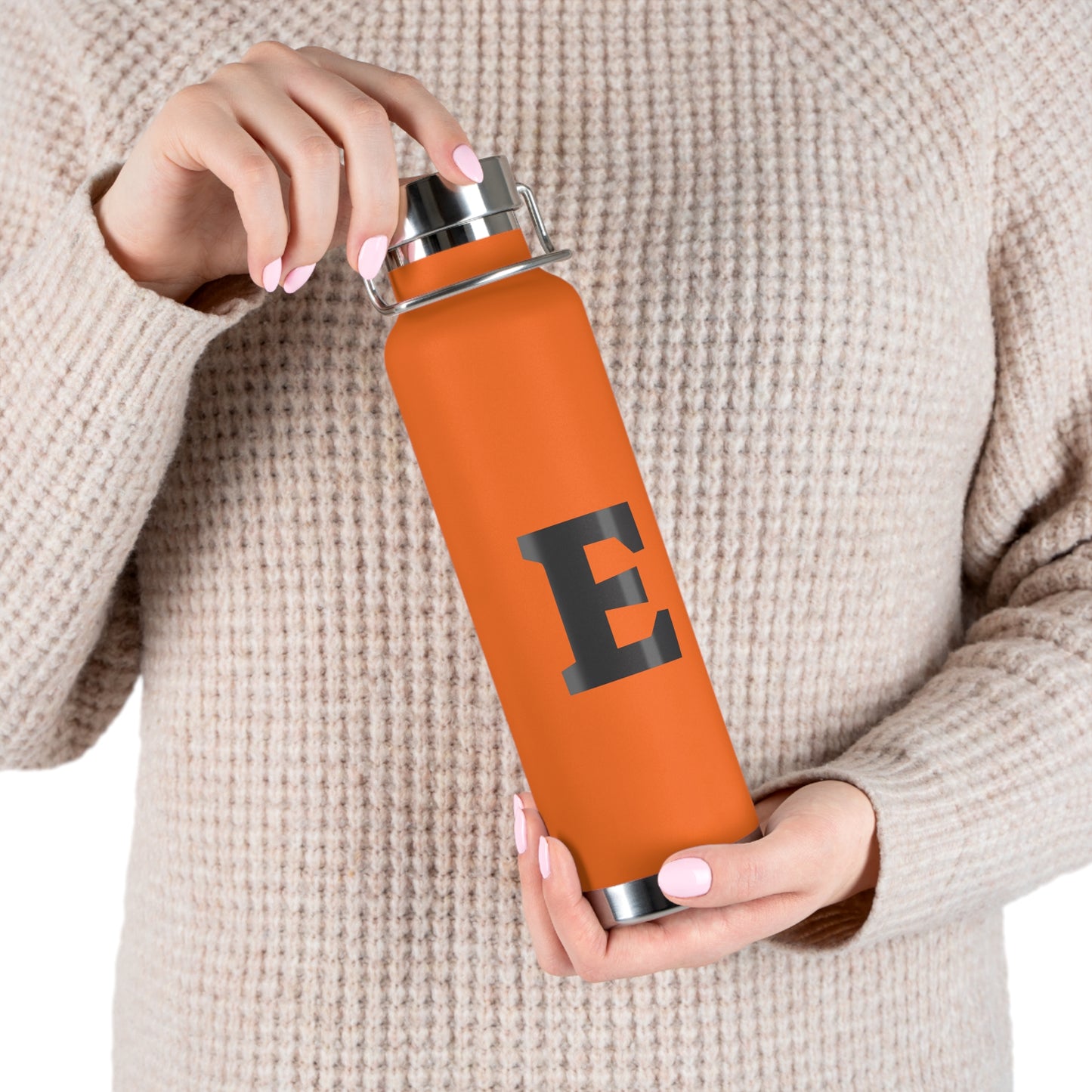 Personalized Copper Insulated Water Bottle, 22oz - "E" Custom Monogram