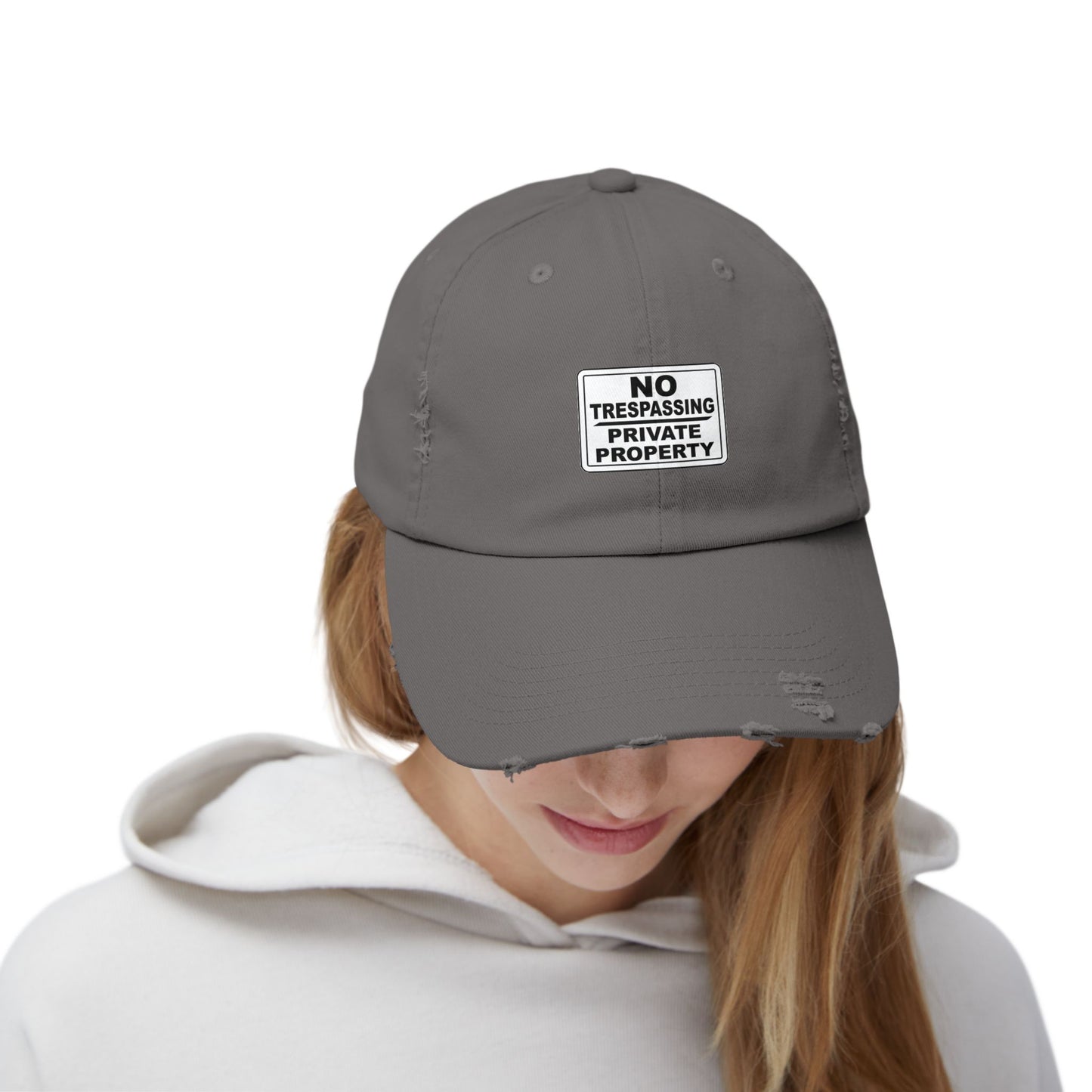 Unisex Distressed Cap - No Trespassing