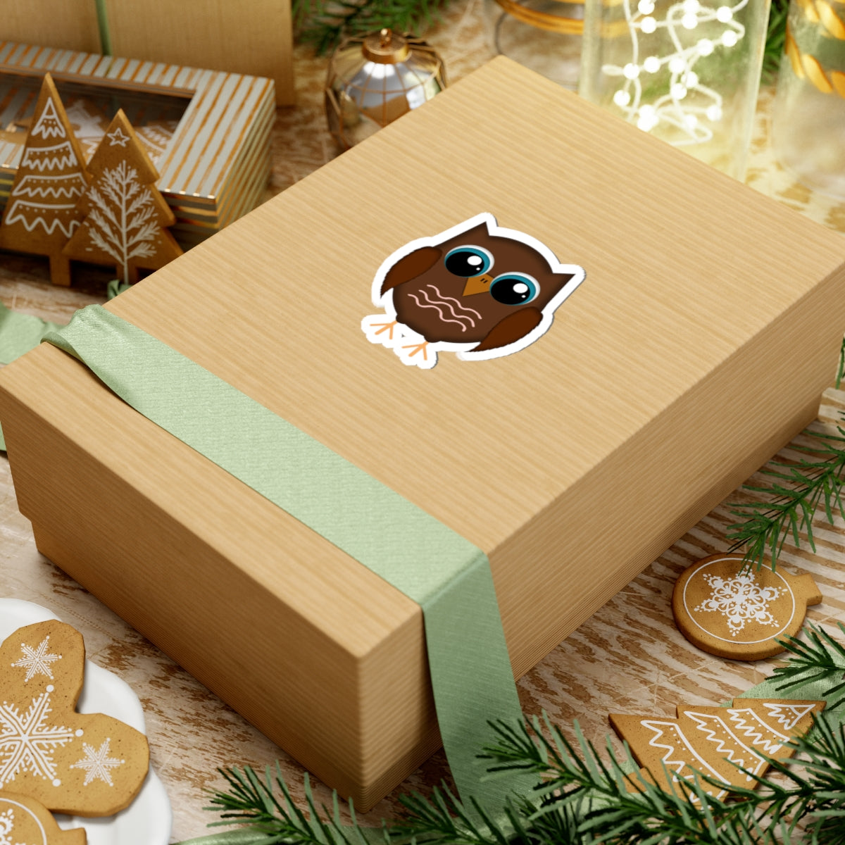 Cute Brown Owl Kiss-Cut Stickers, Fun Laptop Decals