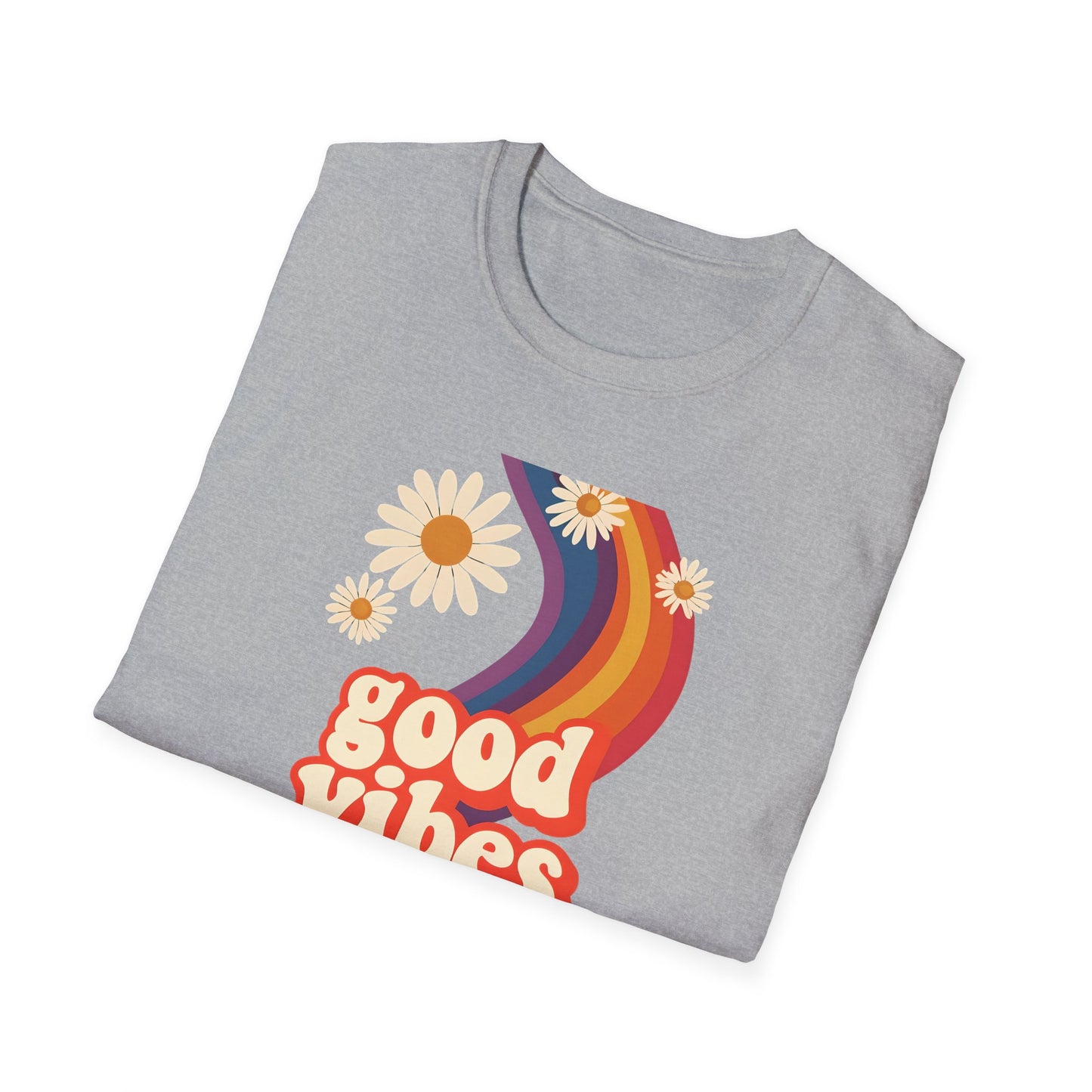 Good Vibes Unisex Softstyle T-Shirt, Retro Sunshine Tee, Positive Energy Shirt, Festival Apparel, Gift for Friends