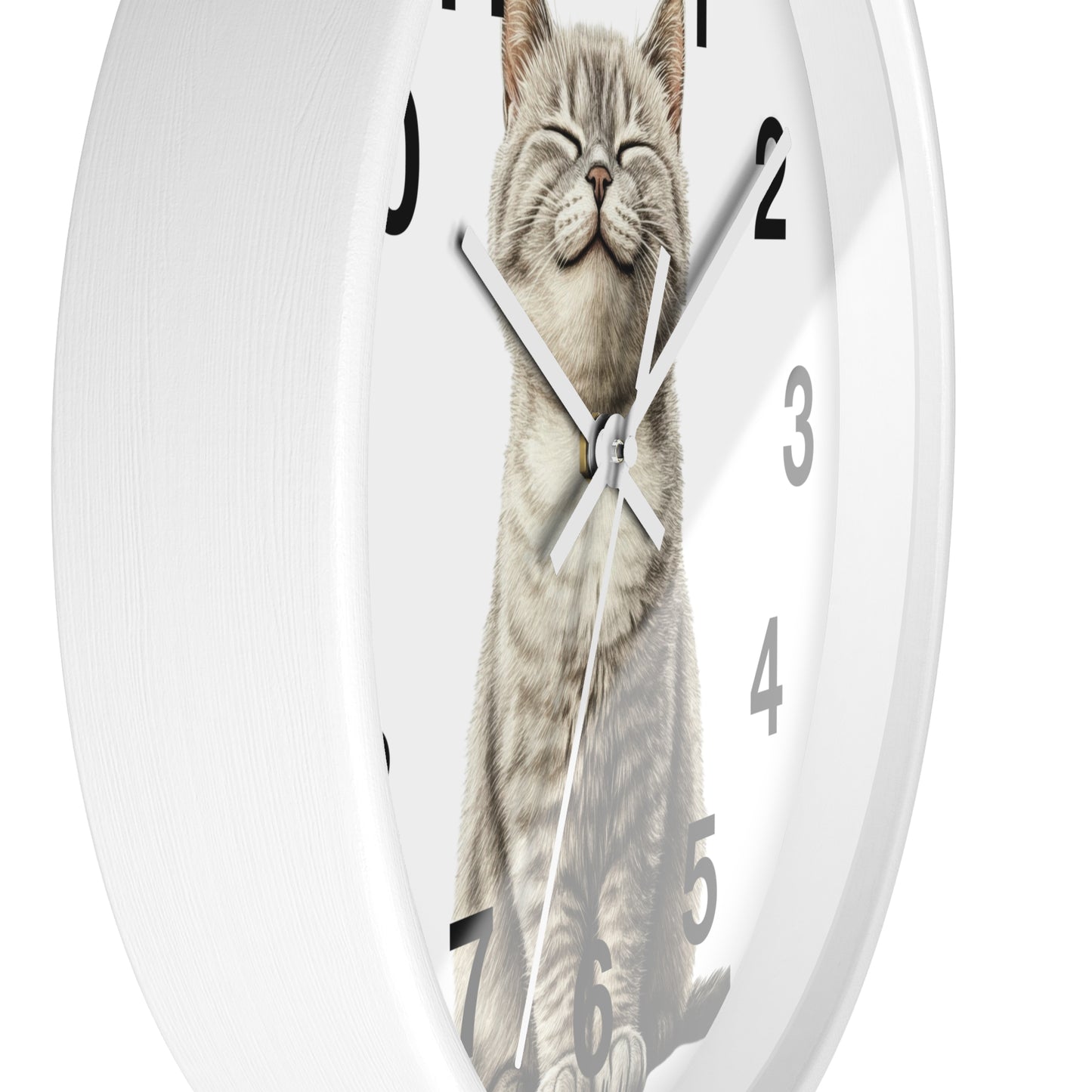 Smiling Tabby Cat Wall Clock — Cute Cat Decor for Living Room, Nursery & Gifts