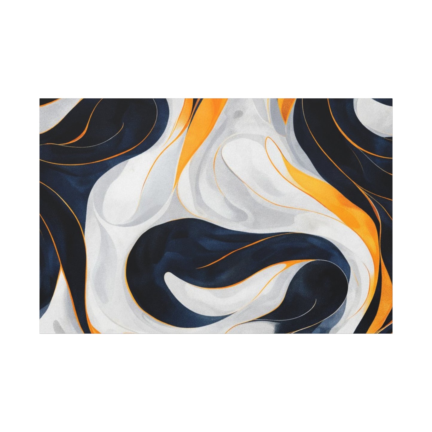 Abstract Navy & Gold Swirl Matte Canvas Wall Art