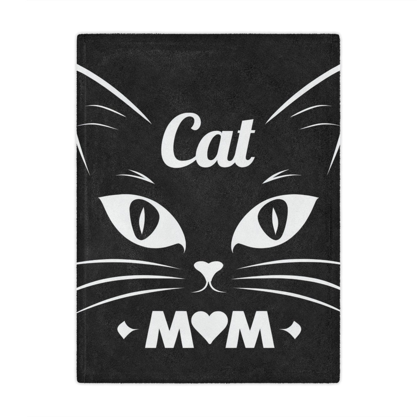Cat Mom Minky Blanket – Soft Black Cat Face Throw for Pet Lovers