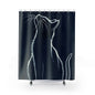 Cat Silhouette Shower Curtain — Minimalist Nighttime Kitty Bathroom Décor
