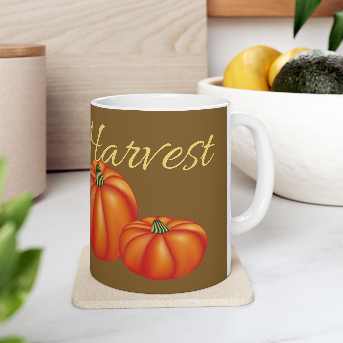 Halloween Pumpkin Ceramic Mug - Happy Harvest, Fall Coffee Cup, Autumn Drinkware, Seasonal Gift, Cozy Home Decor