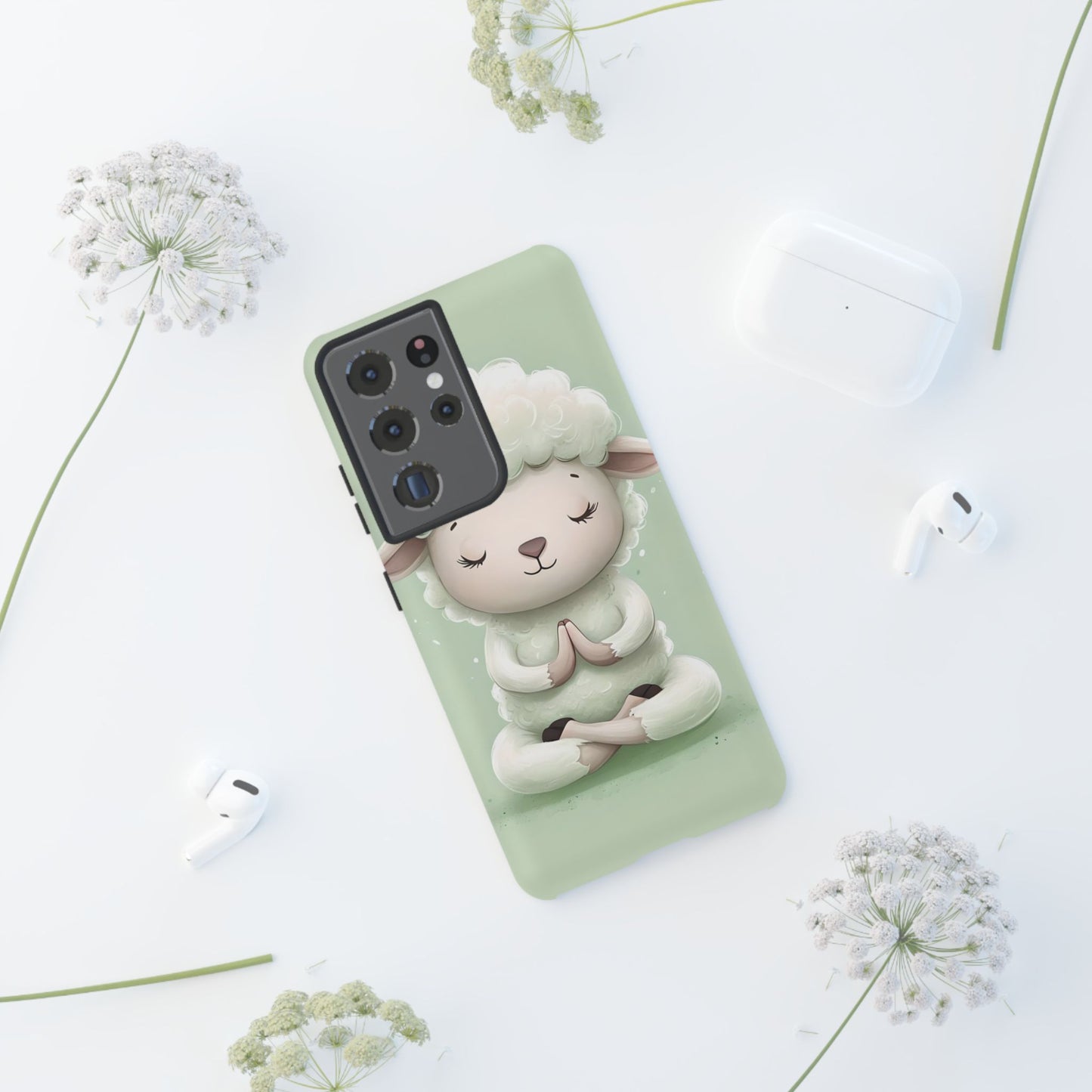 Meditating Lamb Phone Case — Cute Pastel Protective iPhone Cover