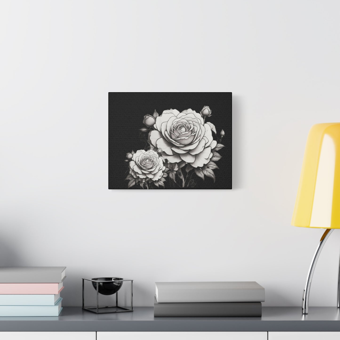 Monochrome Rose Canvas Print — Black & White Floral Wall Art