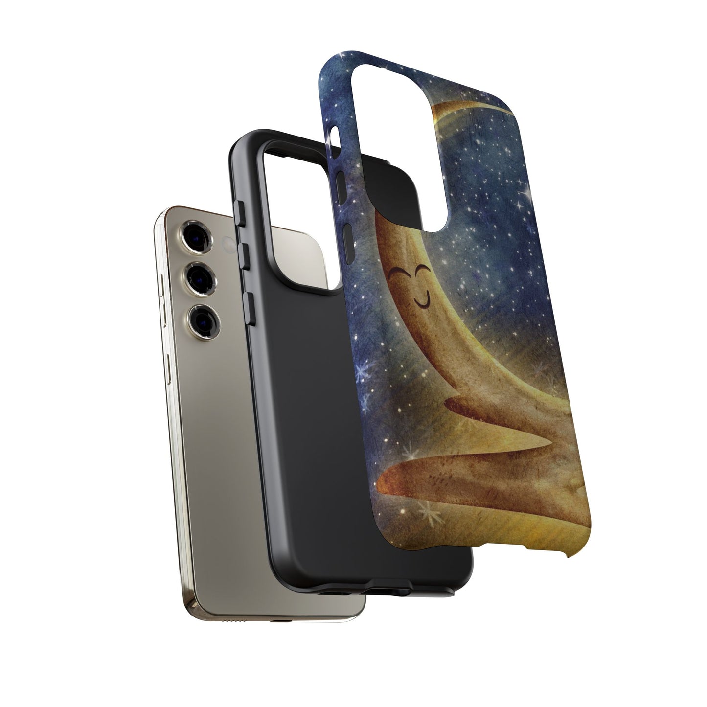 Moonlit Smile Phone Case — Starry Night Crescent Moon iPhone Cover
