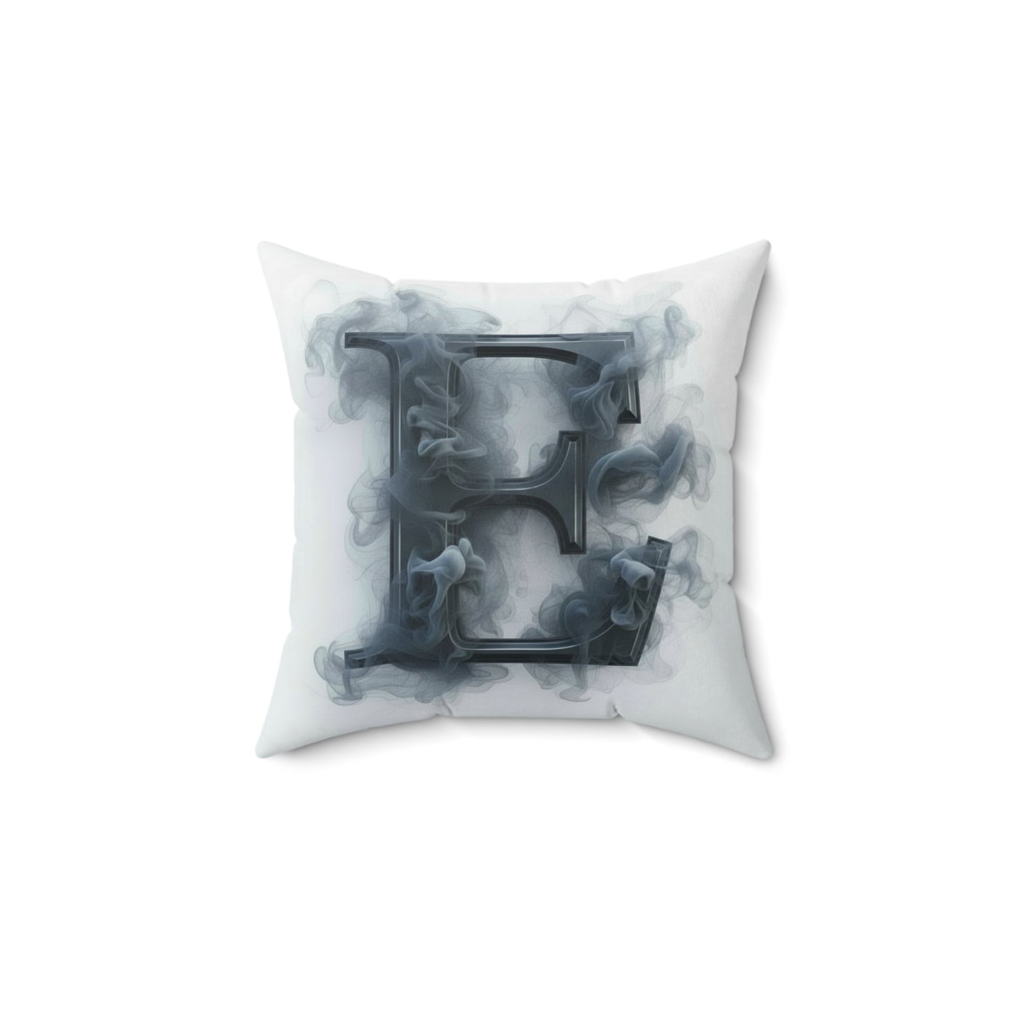 Letter E Smoke Monogram Pillow — Decorative Polyester Throw Pillow