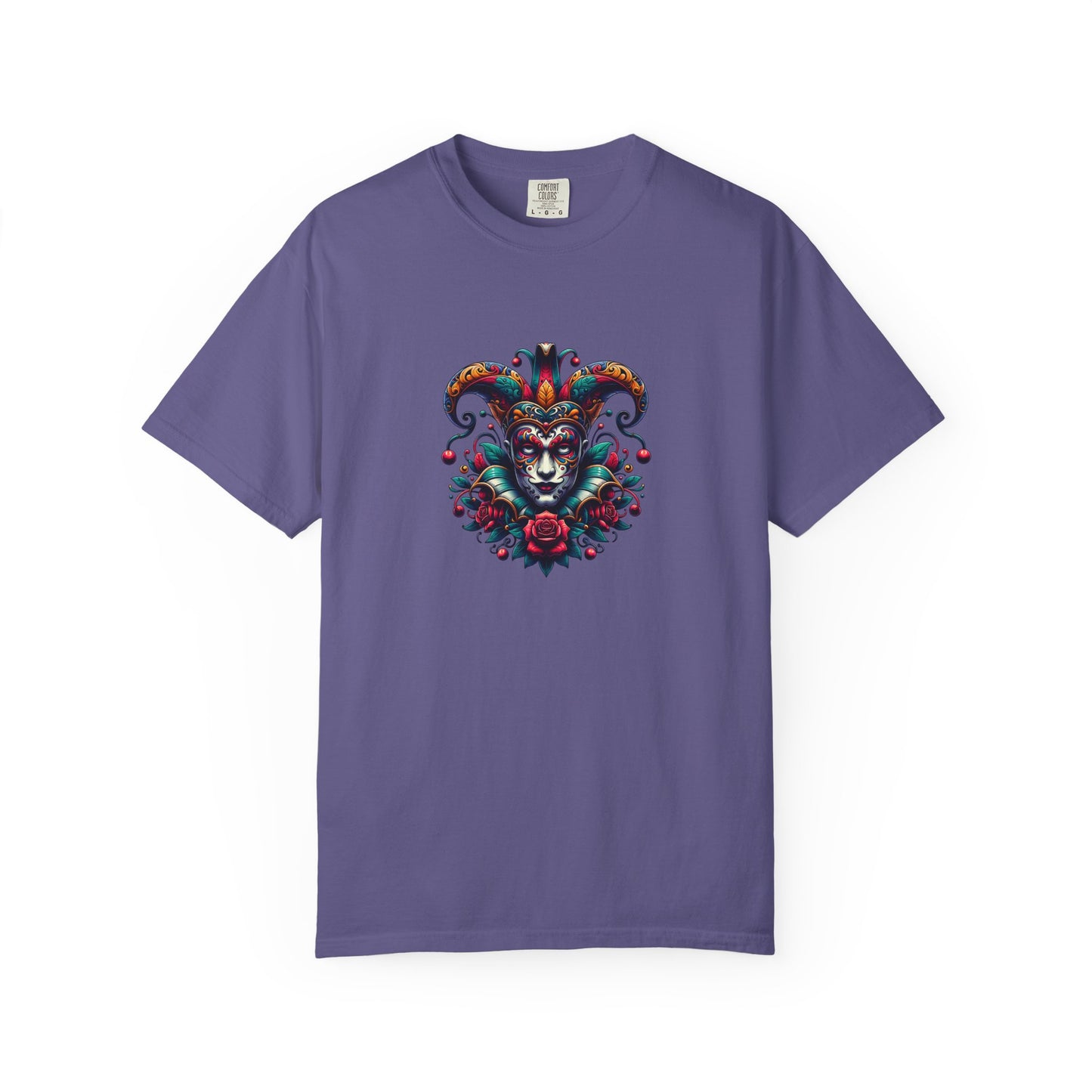 Vibrant Graphic Unisex T-Shirt with Floral Mask Design, Casual Wear, Festival Outfit, Gift for Friends, Unique Fashion Statement