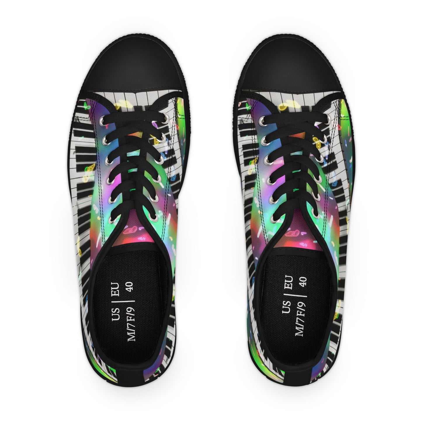 Piano Keys Low Top Sneakers — Colorful Musical Canvas Shoes