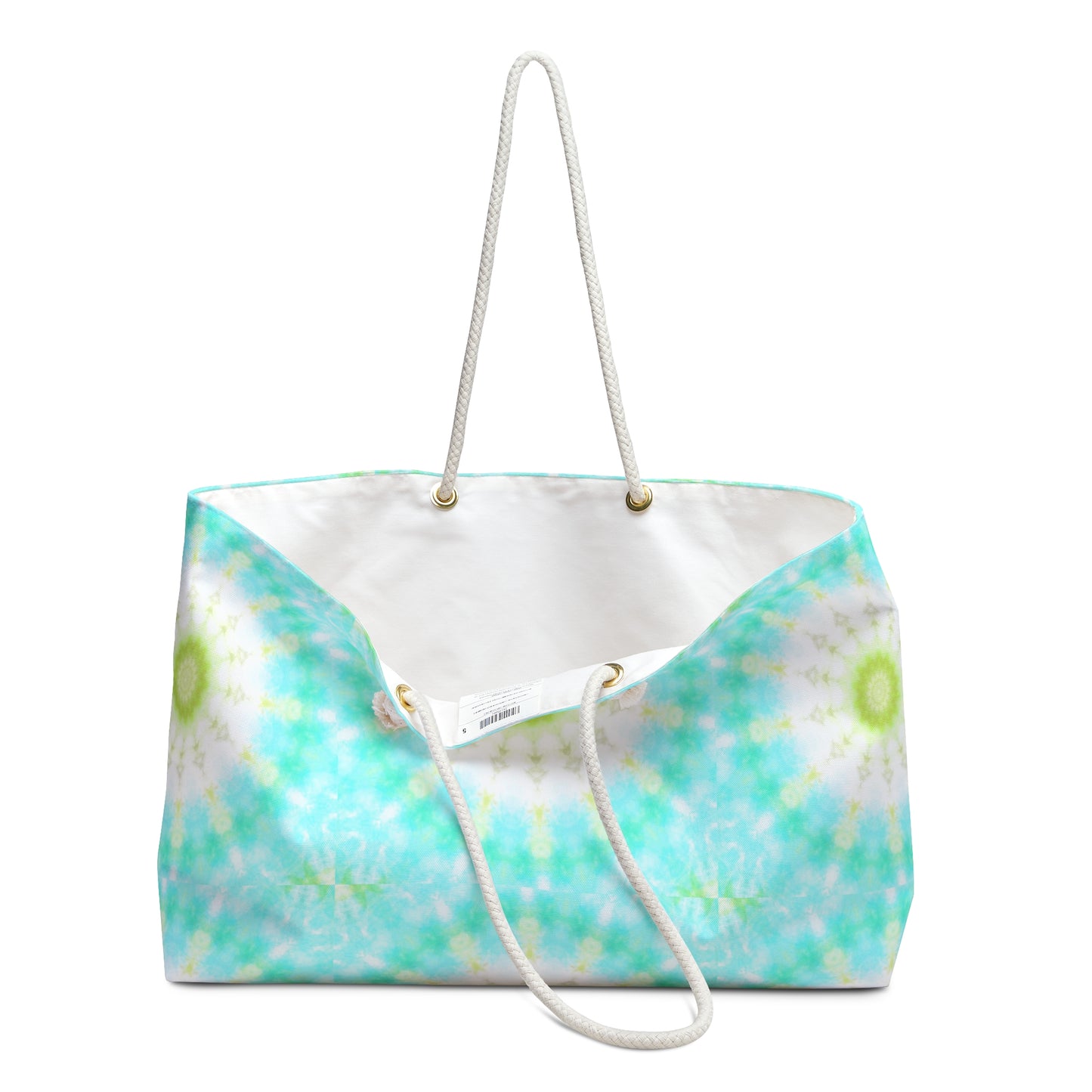 Aqua Tie-Dye Weekender Bag – Nautical Rope Handles, Travel & Beach Tote