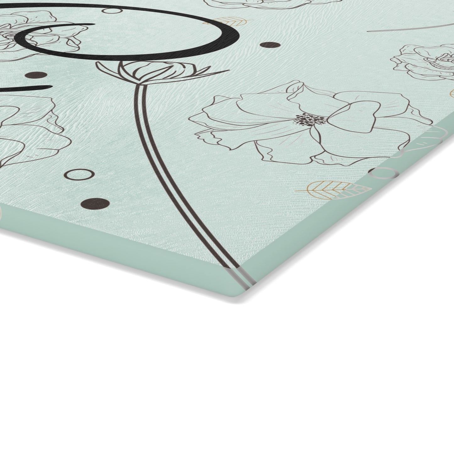 Personalized Floral Glass Cutting Board Letter C