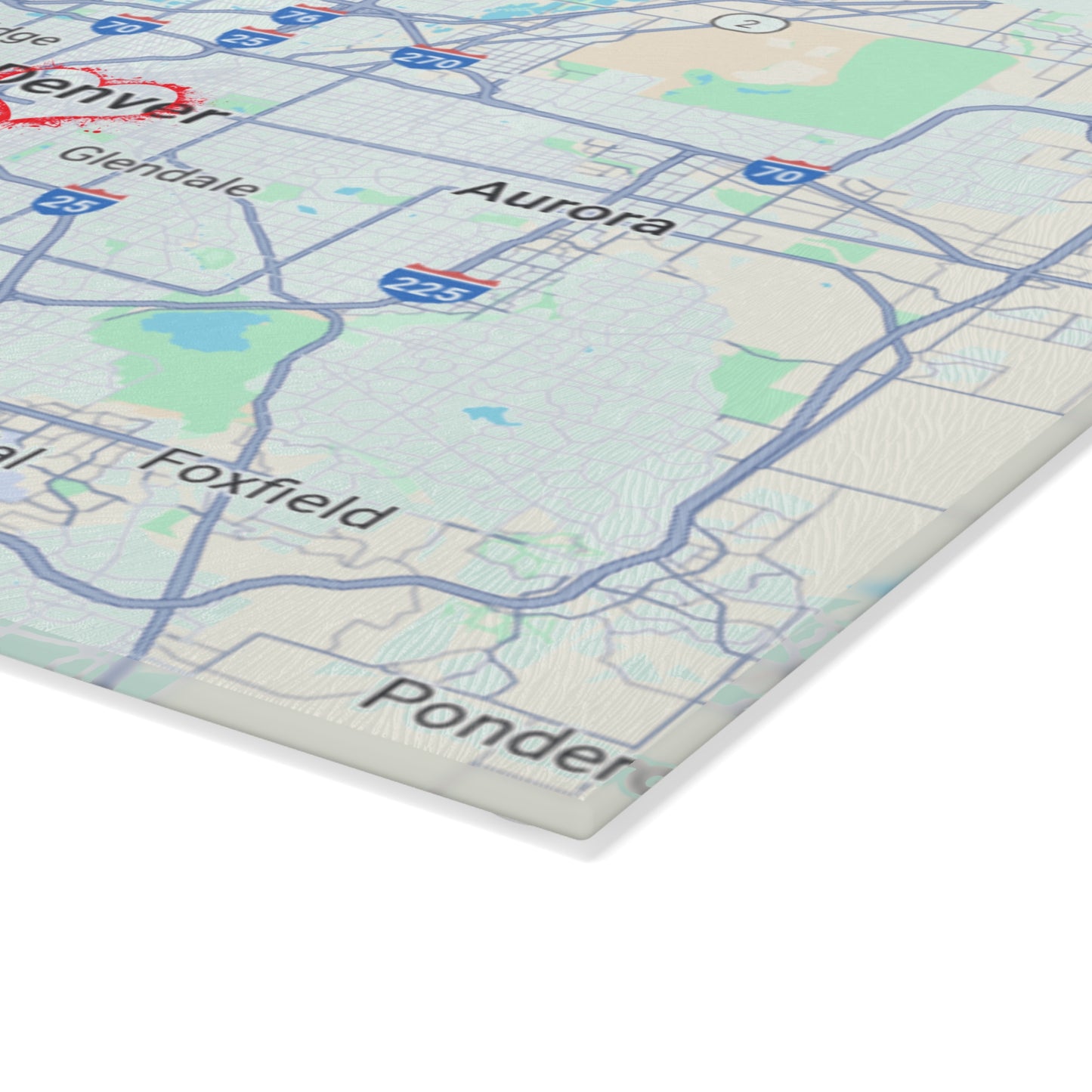 Personalized Denver Map Glass Cutting Board, Kitchen Decor, Housewarming Gift, Wedding Gift, Unique Gift for Chefs, Culinary Lover