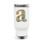 Floral Monogram 'a' Stainless Steel Travel Mug with Handle — 14oz