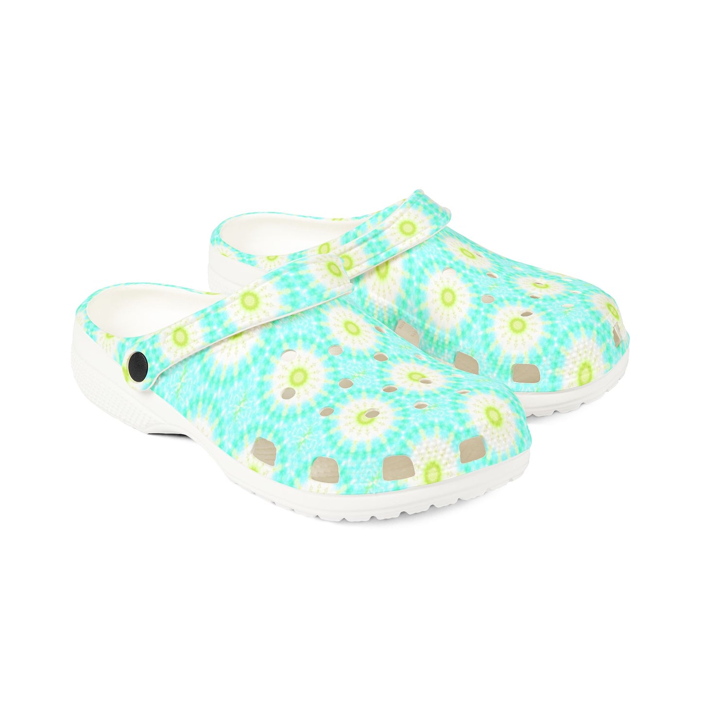 Aqua Daisy EVA Foam Clogs — Lightweight Floral Garden Shoes