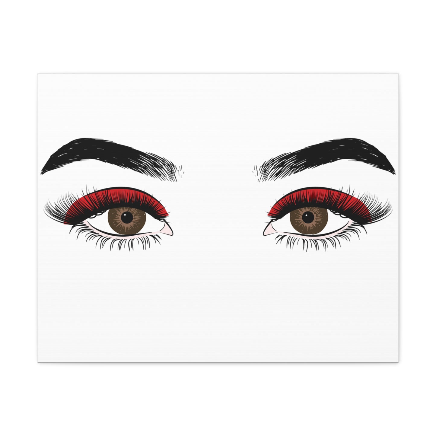 Red Lashes Wall Art Canvas — Glam Eyes Makeup Decor