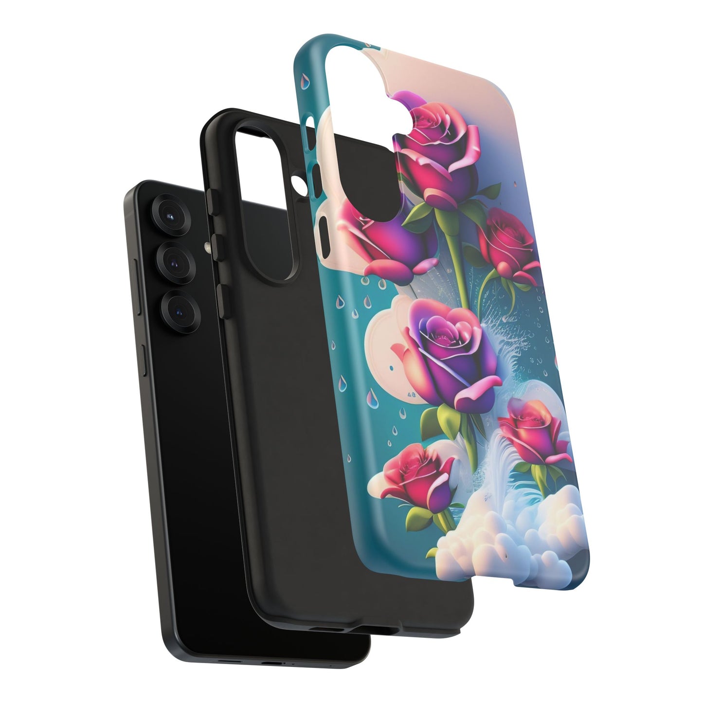 Floral Dream Tough Phone Case — Rose Bouquet Clouds Design