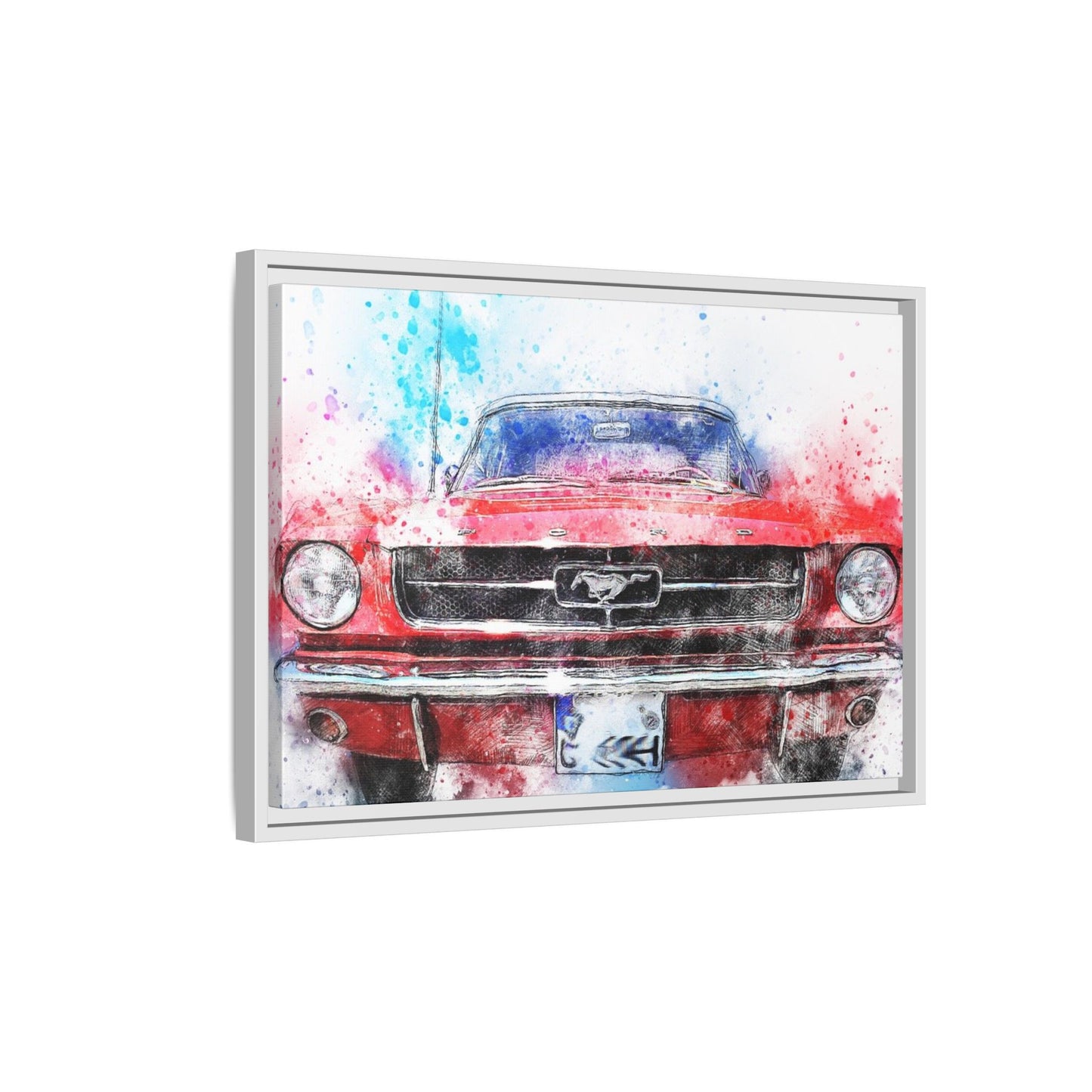 Matte Canvas, Framed Mustang Car