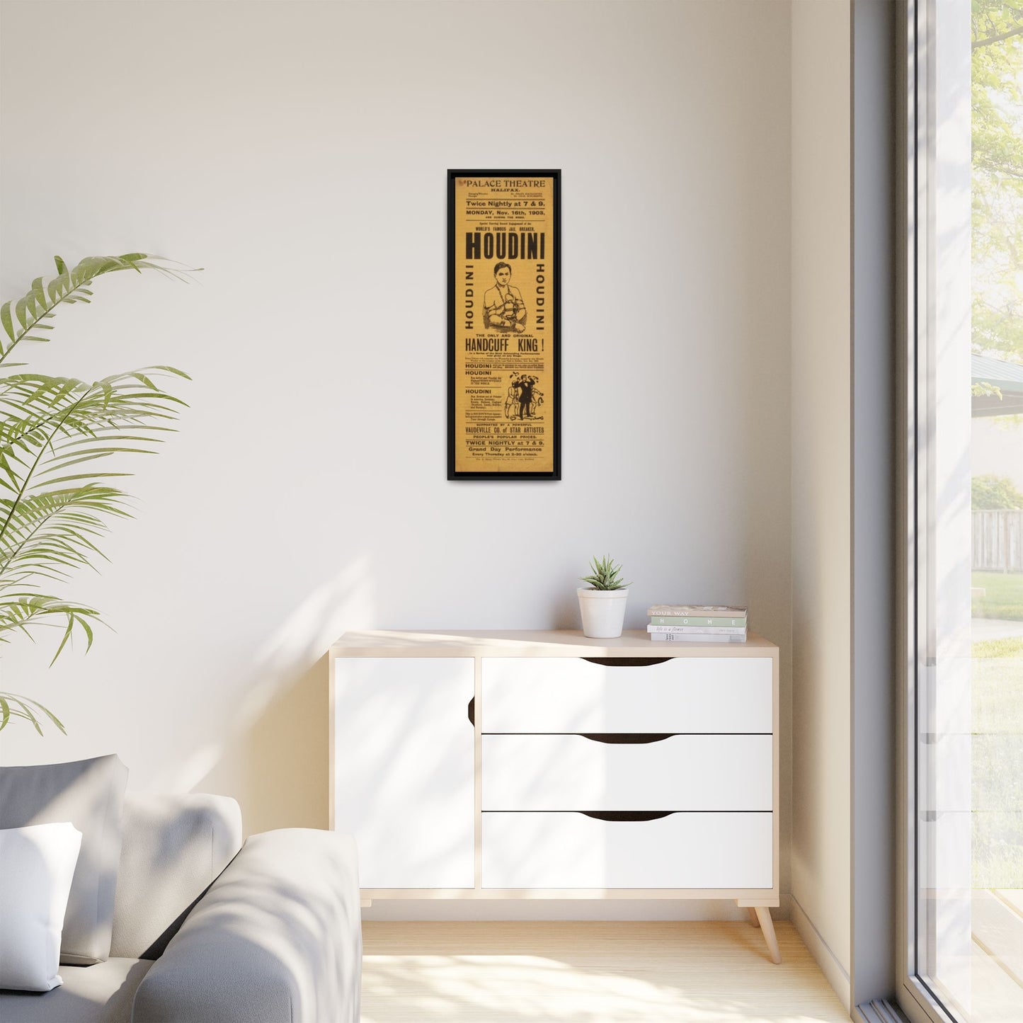 Houdini Vintage Poster Matte Canvas Print (Framed)