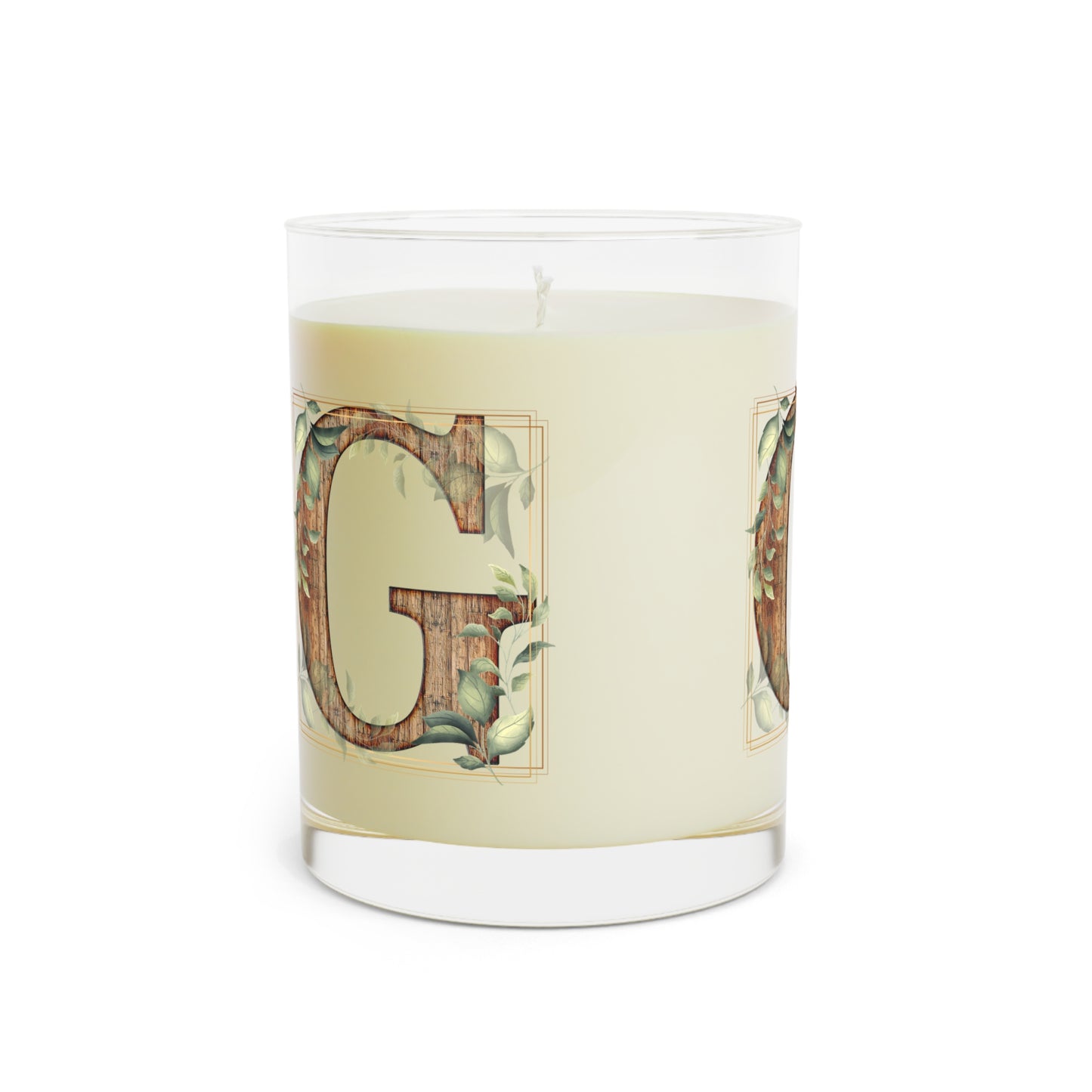 Wood Letter Monogram Scented Candle — 11oz Glass