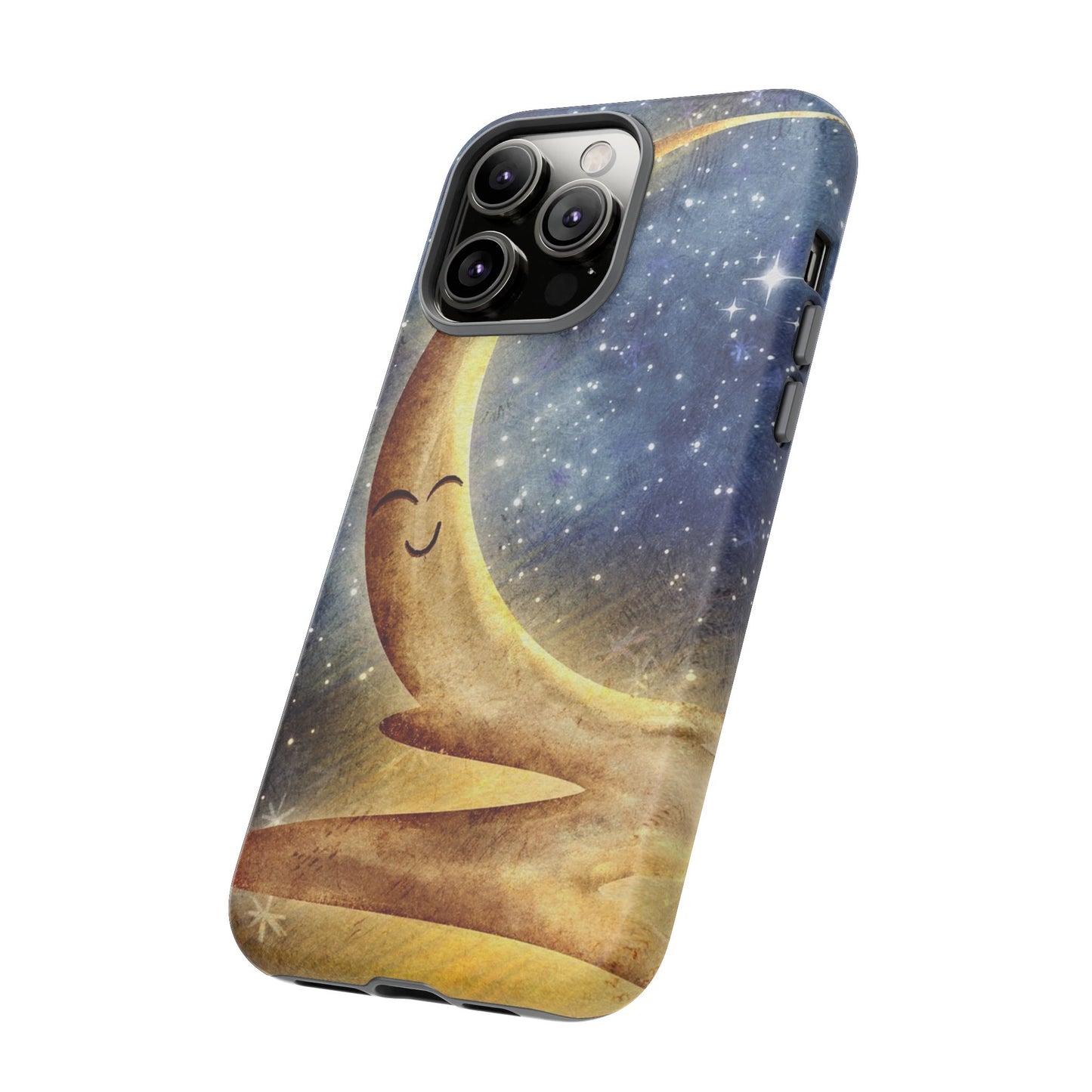 Moonlit Smile Phone Case — Starry Night Crescent Moon iPhone Cover