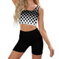 Custom Printed Patterned Ribbed Yoga Sets Black and White