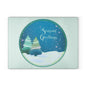 Seasons Greetings Glass Cutting Board – Festive Winter Trees Holiday Kitchen Decor