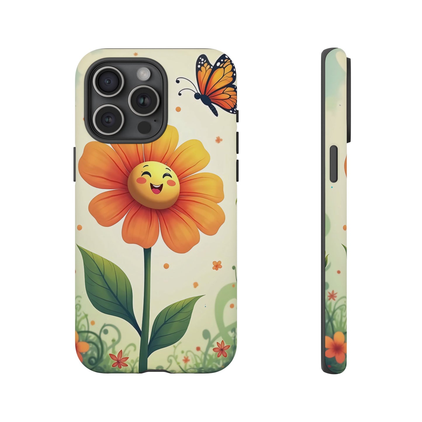 Floral Phone Case with Butterfly Design, Cute Flower Phone Cover for Nature Lovers, Eco-Friendly Gift, Spring Vibes, Birthday Present