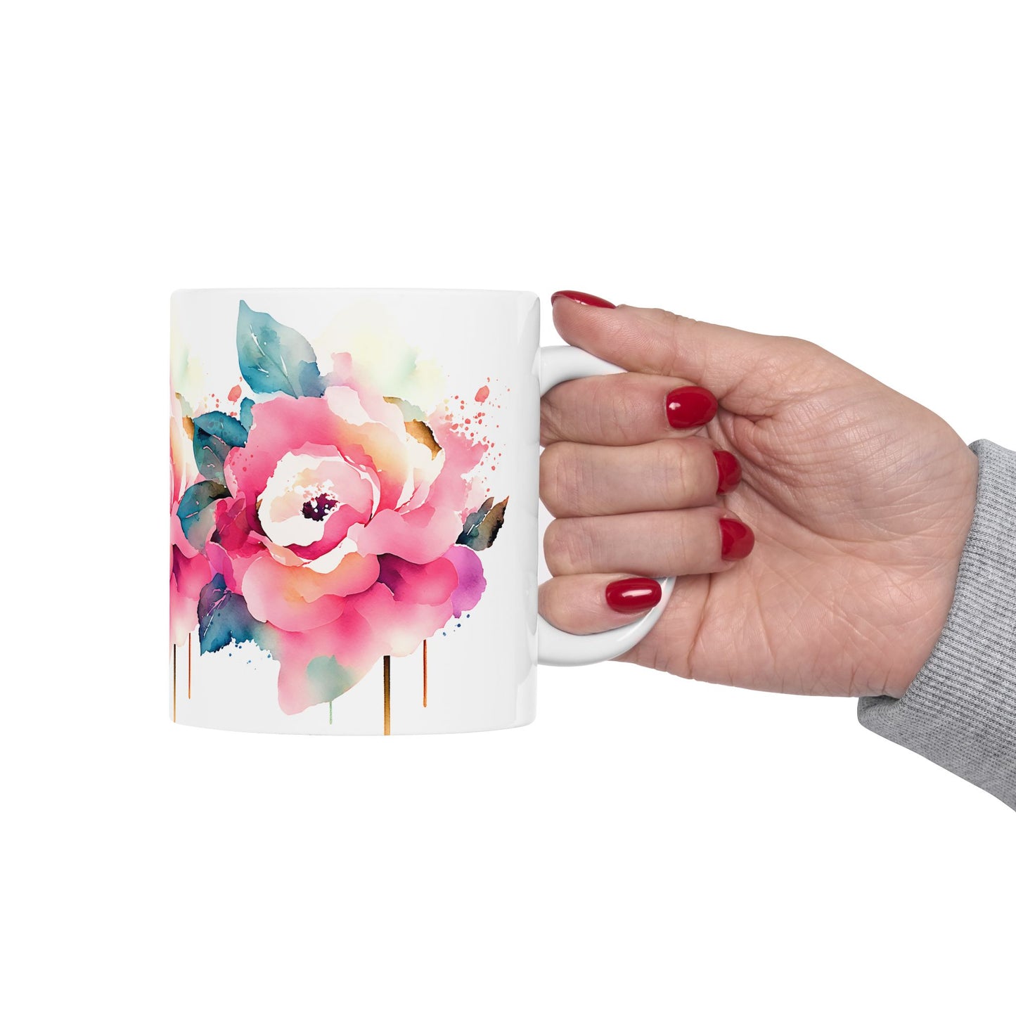 Floral Ceramic Mug - Elegant Design for Tea and Coffee Lovers