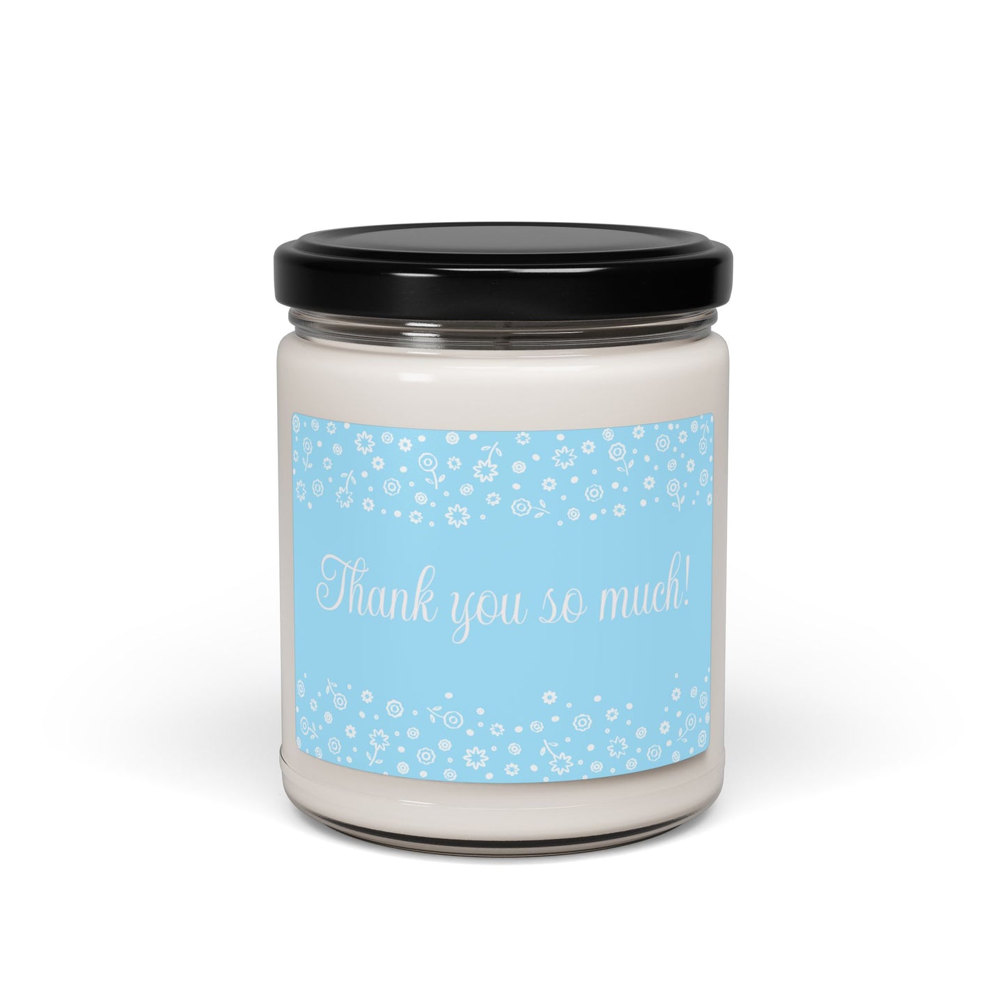 Thank You Soy Candle — 9oz Scented Candle Gift (Blue Floral Label)