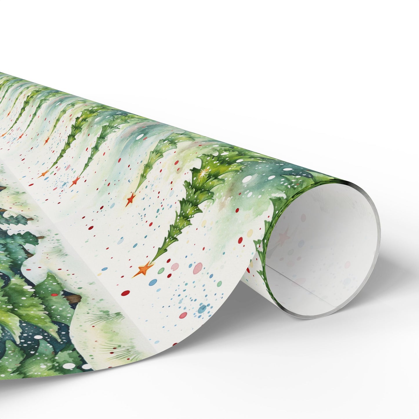 Holiday Christmas Tree Wrapping Paper Roll — Festive Green Pine Pattern for Gifts