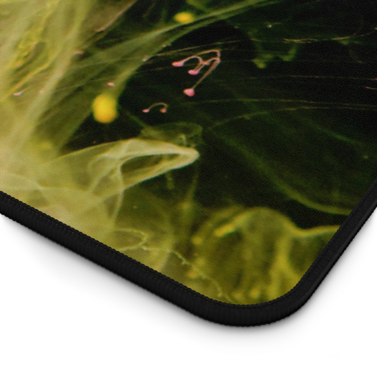 Abstract Yellow Ink Desk Mat — Vibrant Liquid Art Mouse Pad
