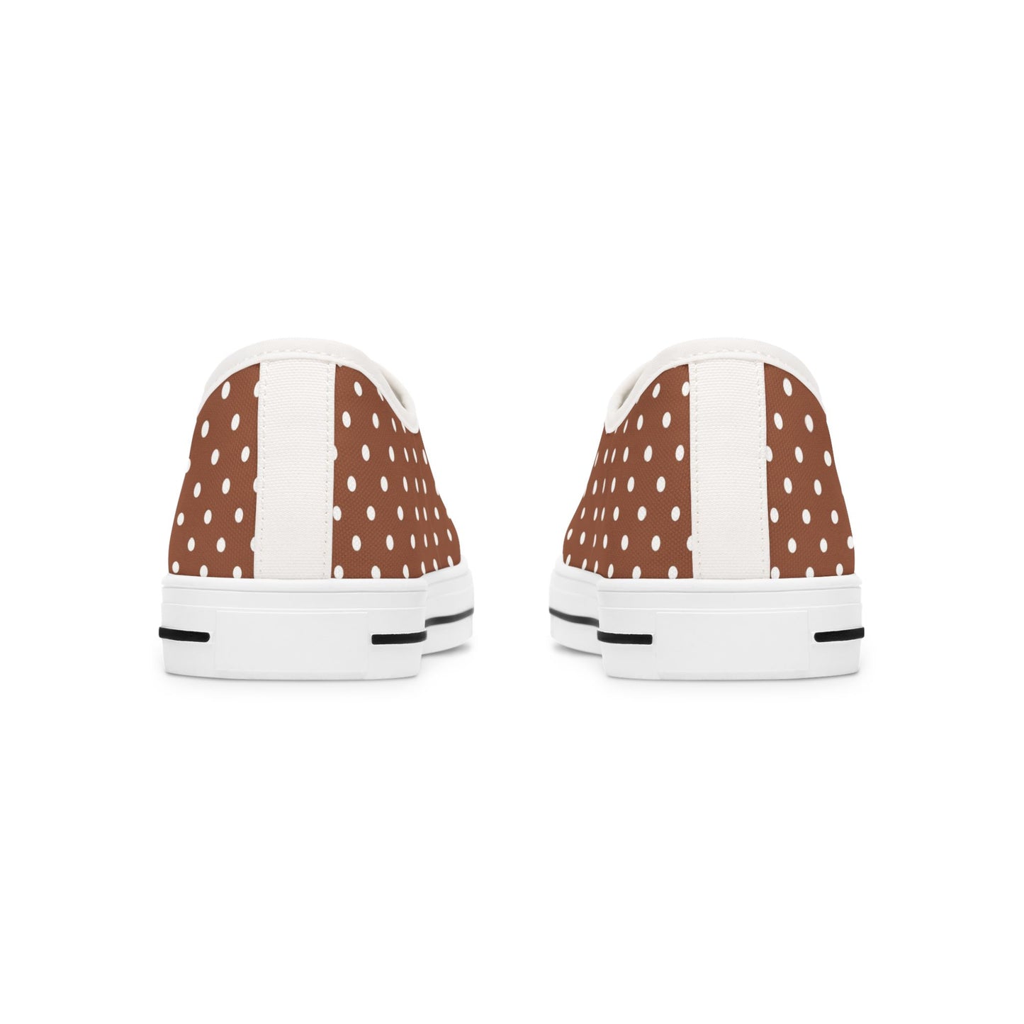 Brown Polka Dot Low Top Sneakers —  Casual Retro Canvas Shoes