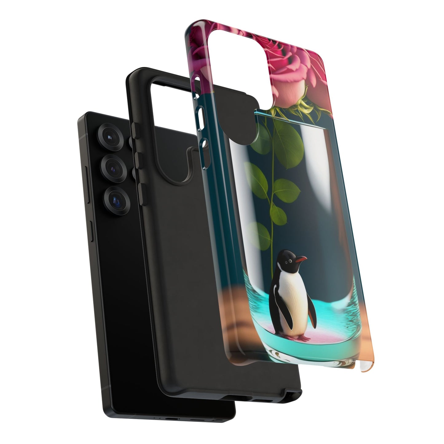 Penguin in a Glass Floral Tough Phone Case — Cute Protective Phone Cover